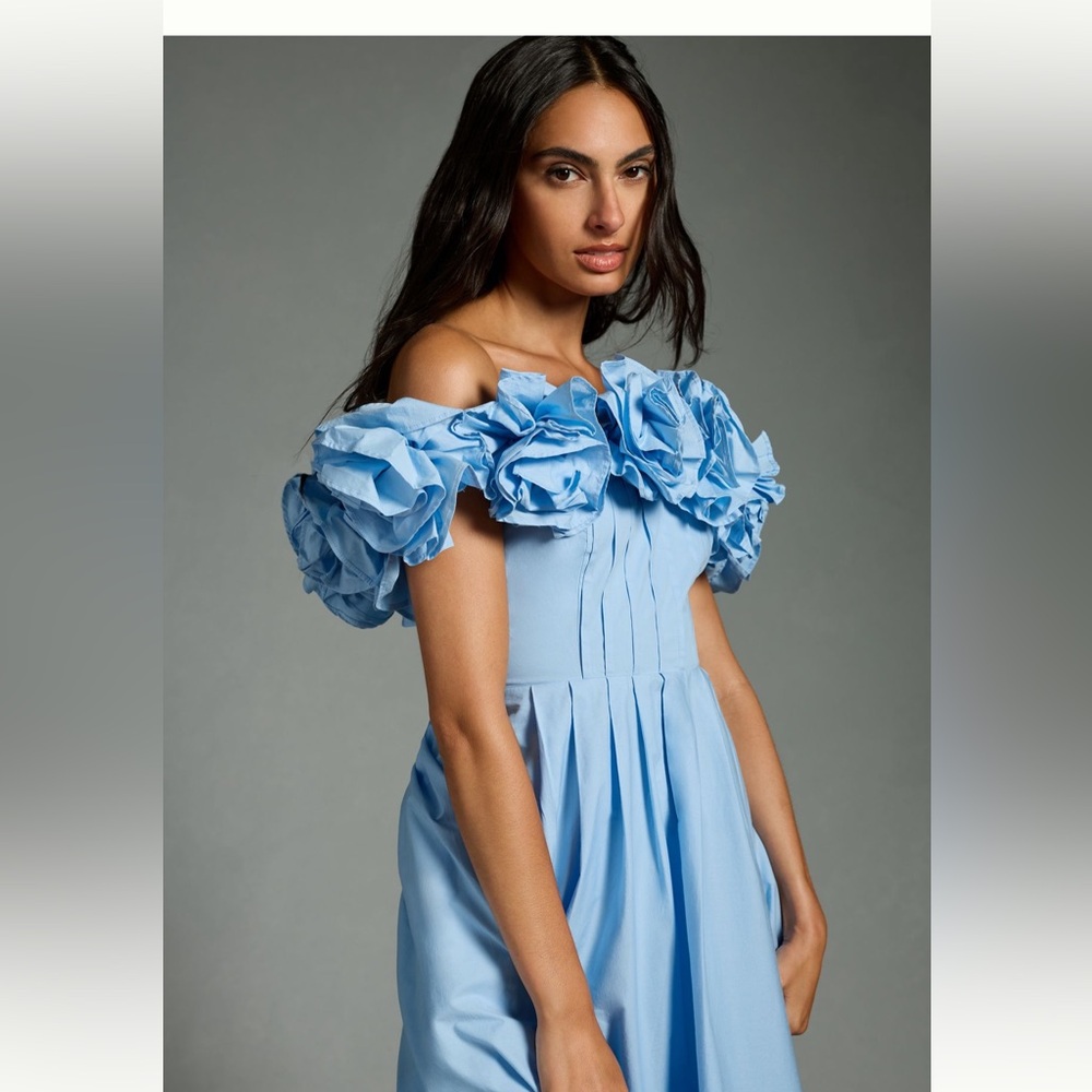 Anthropologie Maeve Elegant Blue Off-Shoulder Dress - Picture 3 of 3